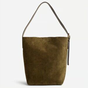 NWT Madewell The Essential Bucket Tote Bag - Shaded Olive - Suede Leather